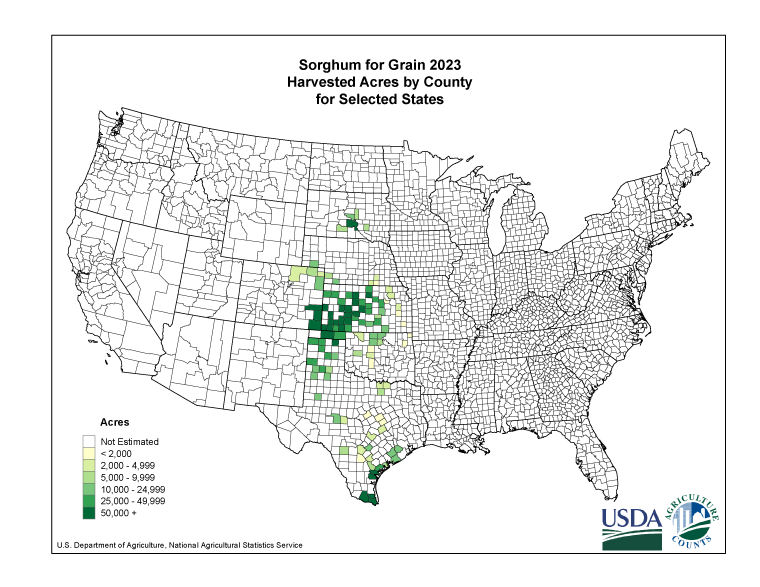 Sorghum: Harvested Acreage by County