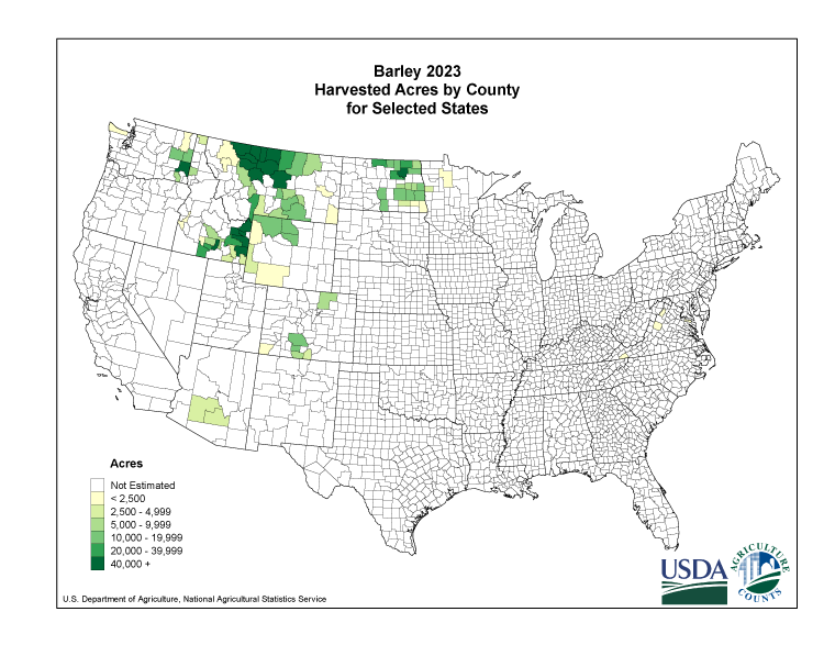 Barley: Harvested Acreage by County