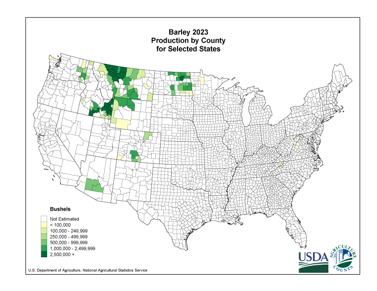 Barley: Production Acreage by County