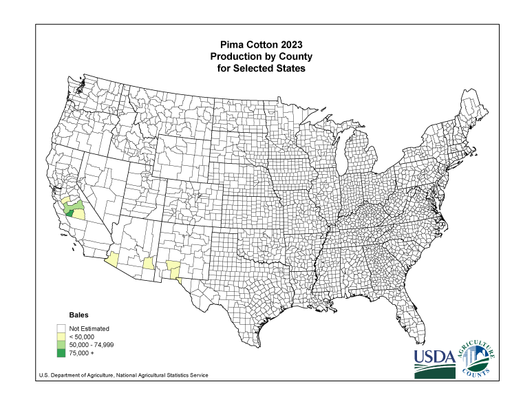 Pima Cotton: Production per Harvested Acre by County